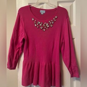 Pink jeweled knitted blouse